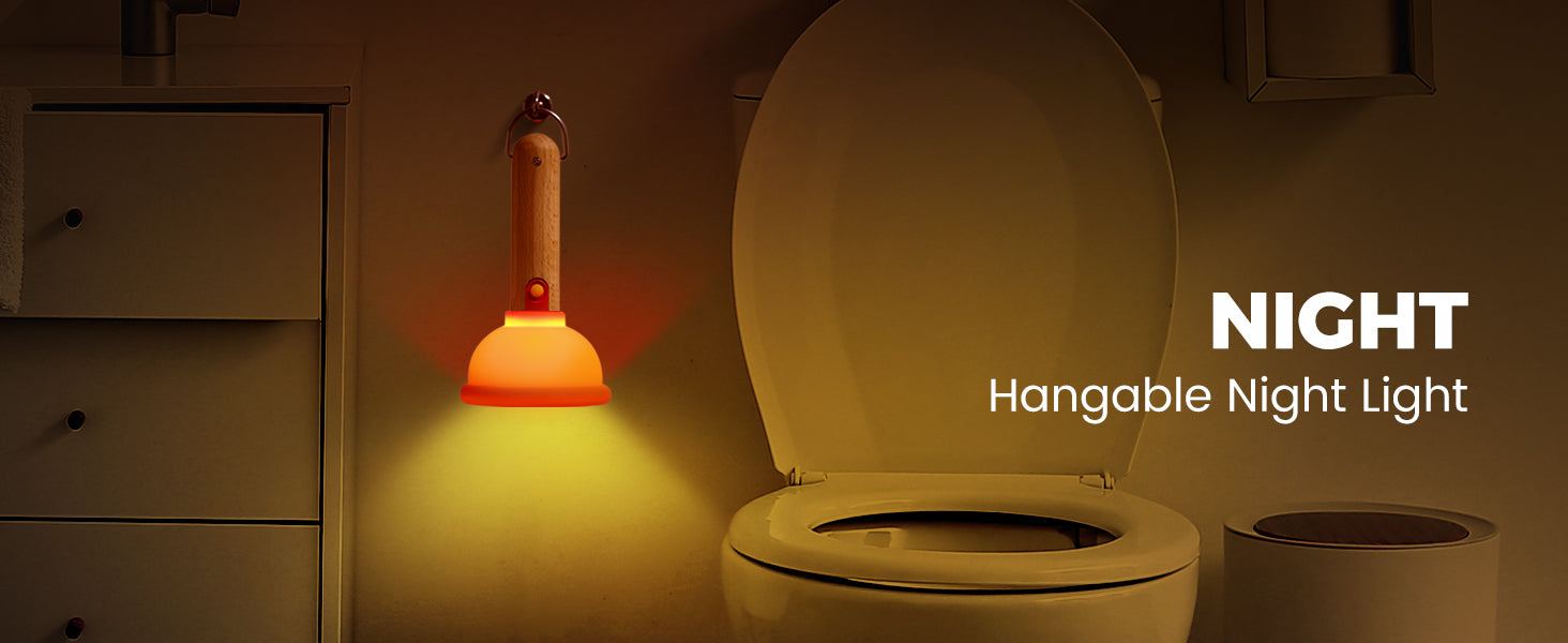 Amaredom Plunger Night Light,Cute Plunger Lamp,Wooden Silicone Fun Night Light,Rechargeable LED Fun Flashlight,Belt 30 Minute timer and one-button control,Bedroom,Washroom,Living Room