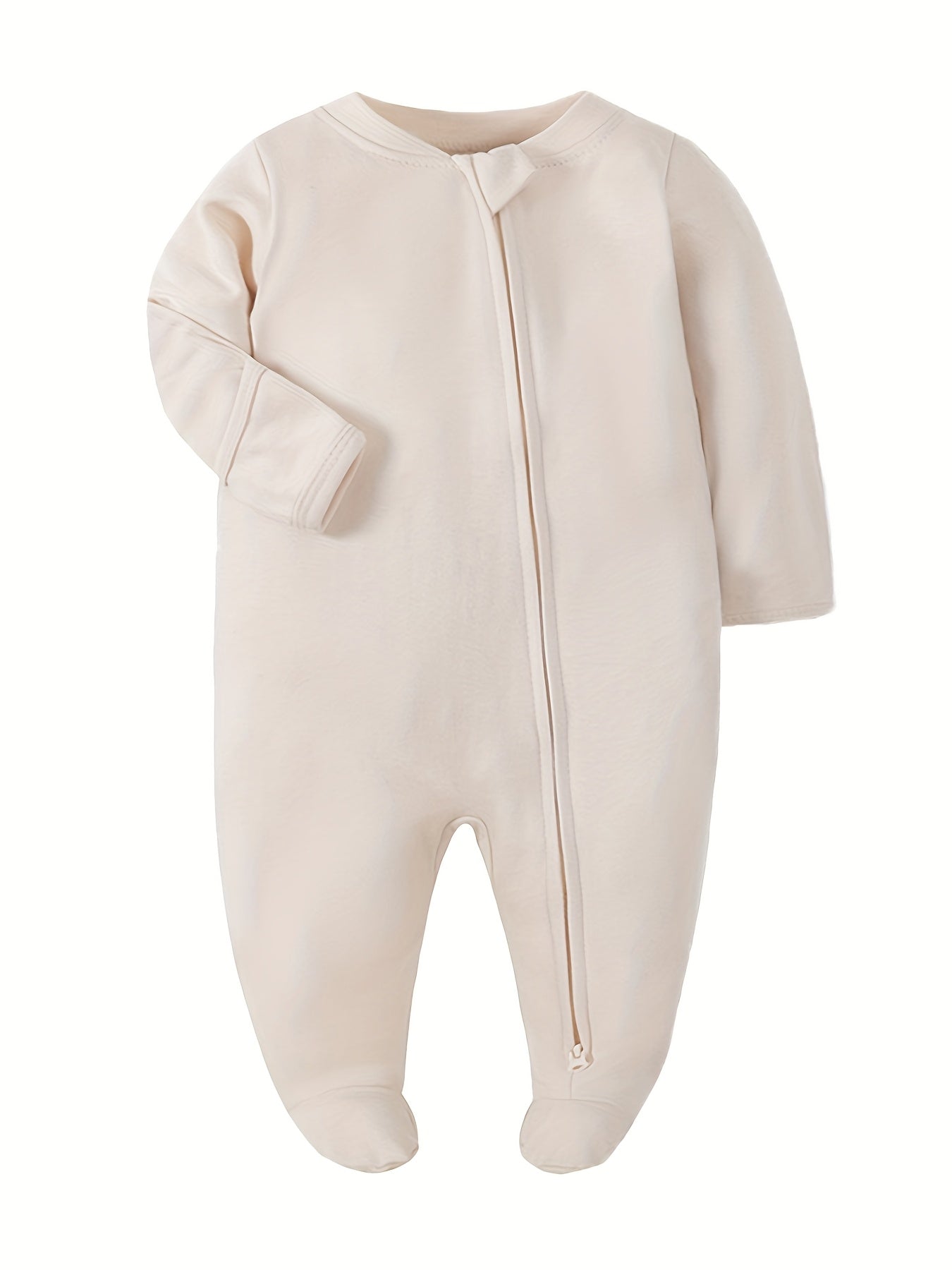 3pcs Unisex Baby Clothes Newborn Long Sleeve Footed Onesie Set Baby Jumpsuit Baby Clothes 2-Way Zipper