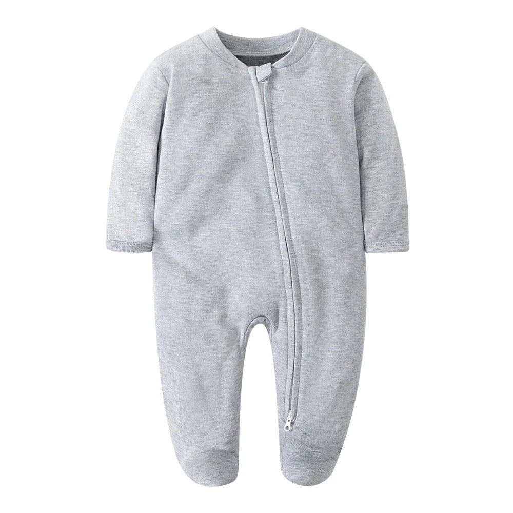 Baby Footed Pajamas with Mitten Cuffs - Unisex Newborn Infant 2 Ways Zipper Cotton Footie Onesies