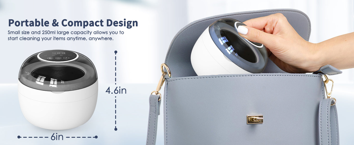 Ultrasonic Retainer Cleaner Machine, 2025 Upgrade 50kHz Portable Ultra Sonic Dental Cleaning Pod for Denture, Mouth Guard, Night Guard, Braces - 250ml Ultrasonic Cleaner Machine with 4 Digital Timer