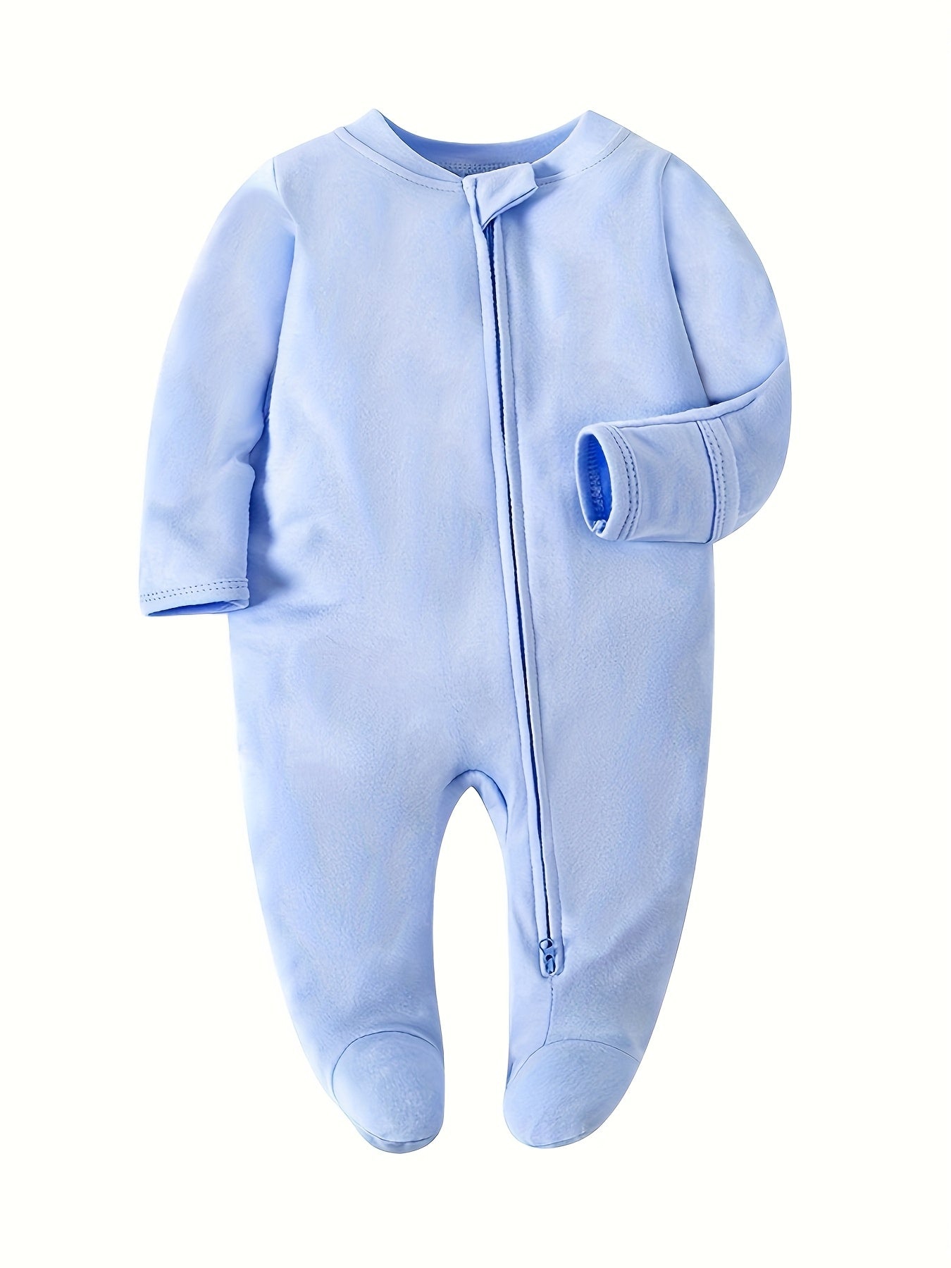 3pcs Unisex Baby Clothes Newborn Long Sleeve Footed Onesie Set Baby Jumpsuit Baby Clothes 2-Way Zipper